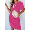 imageAcelitt Womens Casual Summer Crewneck Short Sleeve Ribbed Mini Tshirt Dress XS3XL6 Rose