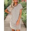 imageAcelitt Womens Casual Summer Crewneck Short Sleeve Ribbed Mini Tshirt Dress XS3XL7 Beige