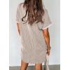 imageAcelitt Womens Casual Summer Crewneck Short Sleeve Ribbed Mini Tshirt Dress XS3XL7 Beige2