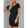 imageAcelitt Womens Casual Summer Crewneck Short Sleeve Ribbed Mini Tshirt Dress XS3XL7 Black
