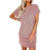 imageAcelitt Womens Casual Summer Crewneck Short Sleeve Ribbed Mini Tshirt Dress XS3XL6 Pink