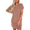 imageAcelitt Womens Casual Summer Crewneck Short Sleeve Ribbed Mini Tshirt Dress XS3XL6 Red2