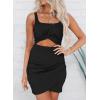 imageAcelitt Summer Dresses for Women 2025 Cut Out Twist Front Ruched Wrap Bodycon Sleeveless Party Club Mini Dress Beach SundressAblack