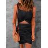 imageAcelitt Summer Dresses for Women 2025 Cut Out Twist Front Ruched Wrap Bodycon Sleeveless Party Club Mini Dress Beach SundressAblack