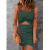 imageAcelitt Summer Dresses for Women 2025 Cut Out Twist Front Ruched Wrap Bodycon Sleeveless Party Club Mini Dress Beach SundressAgreen