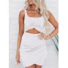imageAcelitt Summer Dresses for Women 2025 Cut Out Twist Front Ruched Wrap Bodycon Sleeveless Party Club Mini Dress Beach SundressBwhite