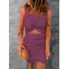 imageAcelitt Summer Dresses for Women 2025 Cut Out Twist Front Ruched Wrap Bodycon Sleeveless Party Club Mini Dress Beach SundressCred01