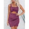 imageAcelitt Summer Dresses for Women 2025 Cut Out Twist Front Ruched Wrap Bodycon Sleeveless Party Club Mini Dress Beach SundressCred01