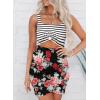 imageAcelitt Summer Dresses for Women 2025 Cut Out Twist Front Ruched Wrap Bodycon Sleeveless Party Club Mini Dress Beach SundressDfloral Stripe Print