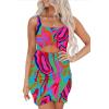imageAcelitt Summer Dresses for Women 2025 Cut Out Twist Front Ruched Wrap Bodycon Sleeveless Party Club Mini Dress Beach SundressDz Abstract Print