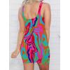 imageAcelitt Summer Dresses for Women 2025 Cut Out Twist Front Ruched Wrap Bodycon Sleeveless Party Club Mini Dress Beach SundressDz Abstract Print