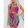 imageAcelitt Summer Dresses for Women 2025 Cut Out Twist Front Ruched Wrap Bodycon Sleeveless Party Club Mini Dress Beach SundressDz Abstract Print