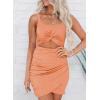 imageAcelitt Summer Dresses for Women 2025 Cut Out Twist Front Ruched Wrap Bodycon Sleeveless Party Club Mini Dress Beach SundressEorange