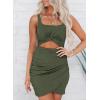 imageAcelitt Summer Dresses for Women 2025 Cut Out Twist Front Ruched Wrap Bodycon Sleeveless Party Club Mini Dress Beach SundressFgreen