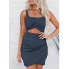 imageAcelitt Summer Dresses for Women 2025 Cut Out Twist Front Ruched Wrap Bodycon Sleeveless Party Club Mini Dress Beach SundressFzblue