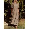 imageAcelitt Women Casual Trendy Summer Crewneck Puff Sleeve Midi Dress SXXLKhaki