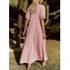 imageAcelitt Women Casual Trendy Summer Crewneck Puff Sleeve Midi Dress SXXLPink