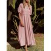 imageAcelitt Women Casual Trendy Summer Crewneck Puff Sleeve Midi Dress SXXLPink