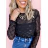 imageAcelitt Womens Long Sleeve Sheer Mesh Tops See Through Lace Blouse ShirtsSXXLFloral Black