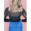 imageAcelitt Womens Long Sleeve Sheer Mesh Tops See Through Lace Blouse ShirtsSXXLFloral Black