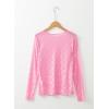 imageAcelitt Womens Long Sleeve Sheer Mesh Tops See Through Lace Blouse ShirtsSXXLFloral Pink