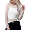 imageAcelitt Womens Long Sleeve Sheer Mesh Tops See Through Lace Blouse ShirtsSXXLFloral White