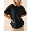 imageAcelitt Womens Oversized T Shirts Loose Fit Crewneck Short Sleeve Waffle Knit Tops Summer Casual Blouse 2025 Basic TeeBlack