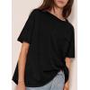 imageAcelitt Womens Oversized T Shirts Loose Fit Crewneck Short Sleeve Waffle Knit Tops Summer Casual Blouse 2025 Basic TeeBlack