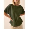 imageAcelitt Womens Oversized T Shirts Loose Fit Crewneck Short Sleeve Waffle Knit Tops Summer Casual Blouse 2025 Basic TeeBlackish Green