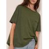 imageAcelitt Womens Oversized T Shirts Loose Fit Crewneck Short Sleeve Waffle Knit Tops Summer Casual Blouse 2025 Basic TeeBlackish Green