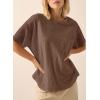imageAcelitt Womens Oversized T Shirts Loose Fit Crewneck Short Sleeve Waffle Knit Tops Summer Casual Blouse 2025 Basic TeeCoffee