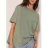 imageAcelitt Womens Oversized T Shirts Loose Fit Crewneck Short Sleeve Waffle Knit Tops Summer Casual Blouse 2025 Basic TeeLaurel Green