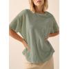 imageAcelitt Womens Oversized T Shirts Loose Fit Crewneck Short Sleeve Waffle Knit Tops Summer Casual Blouse 2025 Basic TeeLaurel Green