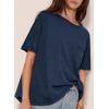 imageAcelitt Womens Oversized T Shirts Loose Fit Crewneck Short Sleeve Waffle Knit Tops Summer Casual Blouse 2025 Basic TeeNavy Blue