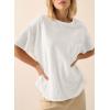 imageAcelitt Womens Oversized T Shirts Loose Fit Crewneck Short Sleeve Waffle Knit Tops Summer Casual Blouse 2025 Basic TeeWhite