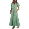 imageAcelitt Women Casual Trendy Summer Crewneck Puff Sleeve Midi Dress SXXLLight Green