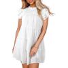imageAcelitt Womens 2024 Summer Casual Babydoll Dresses Cap Short Sleeve Ruffle Tiered Mini Dress01white