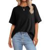 imageAcelitt Womens Oversized T Shirts Loose Fit Crewneck Short Sleeve Waffle Knit Tops Summer Casual Blouse 2025 Basic TeeBlack