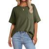 imageAcelitt Womens Oversized T Shirts Loose Fit Crewneck Short Sleeve Waffle Knit Tops Summer Casual Blouse 2025 Basic TeeBlackish Green