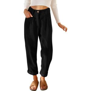 imageAcelitt Womens Elastic Waist Straight Leg Corduroy Pants with Pockets S2XL1b Black