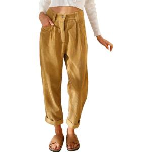 imageAcelitt Womens Elastic Waist Straight Leg Corduroy Pants with Pockets S2XL1c Khaki