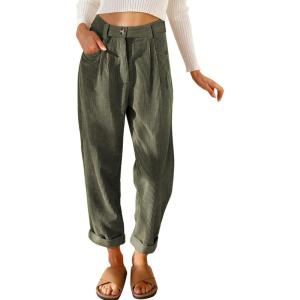 imageAcelitt Womens Elastic Waist Straight Leg Corduroy Pants with Pockets S2XL2a Green