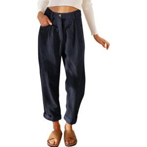 imageAcelitt Womens Elastic Waist Straight Leg Corduroy Pants with Pockets S2XL2d Blue