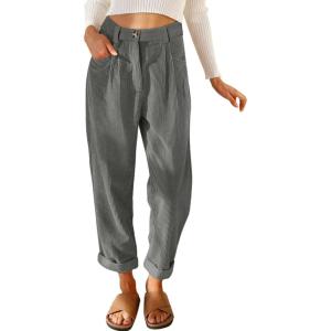 imageAcelitt Womens Elastic Waist Straight Leg Corduroy Pants with Pockets S2XLIgray
