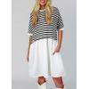 imageAcelitt Women Casual Summer Short Sleeve Crewneck Striped Dresses Loose Tshirt DressS2XLBlack