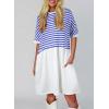 imageAcelitt Women Casual Summer Short Sleeve Crewneck Striped Dresses Loose Tshirt DressS2XLBlue