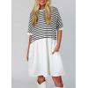 imageAcelitt Women Casual Summer Short Sleeve Crewneck Striped Dresses Loose Tshirt DressS2XLGray