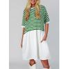imageAcelitt Women Casual Summer Short Sleeve Crewneck Striped Dresses Loose Tshirt DressS2XLGreen