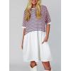 imageAcelitt Women Casual Summer Short Sleeve Crewneck Striped Dresses Loose Tshirt DressS2XLPink