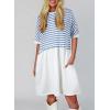 imageAcelitt Women Casual Summer Short Sleeve Crewneck Striped Dresses Loose Tshirt DressS2XLSky Blue